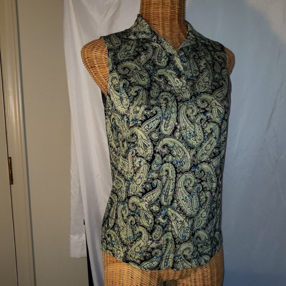Ladies TAIL Sleeveless Paisley Print Golf Polo - S